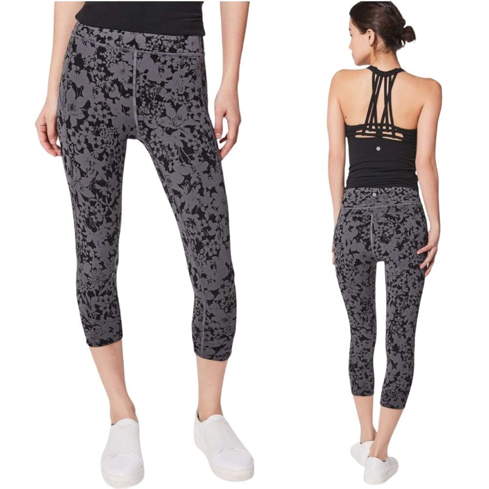 LULULEMON In Movement Crop Everlux Sz 4 Efflorescent Nebula Black - Picture 1 of 7